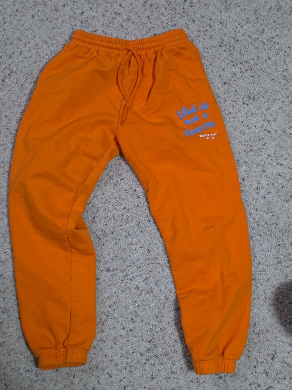 White Fox This Is Not A Dream Sweatpants Joggers Small Orange Fleece Loungewear
